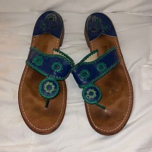 Jack Rogers Flat Sandals in Blue and Green